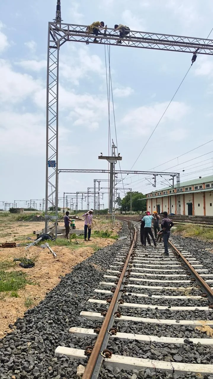 OHE portal structure erection