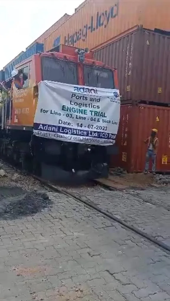 Engine trial at Adani ICD Patli, 14 July 2023