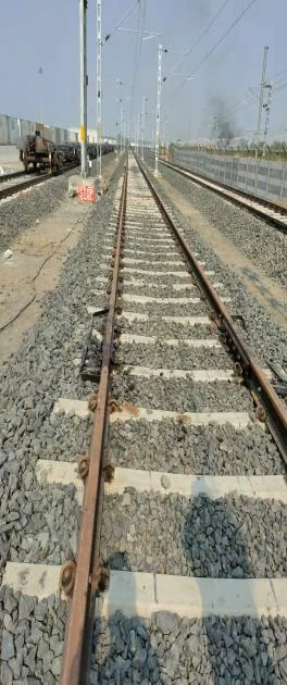 Ballasted railway track at a private siding