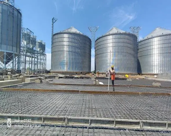 Completed bank of storage silos