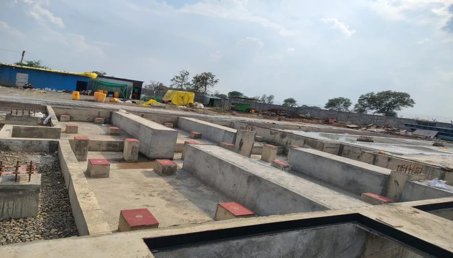 Yard drainage channels under construction
