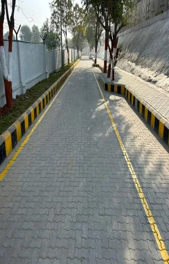 Completed paved approach road